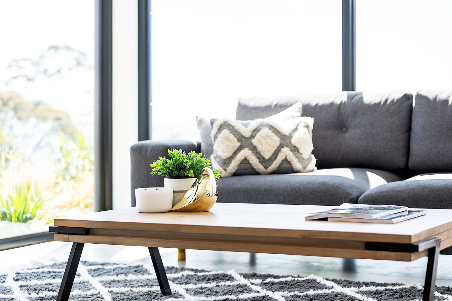 Comfortable living room with modern furniture