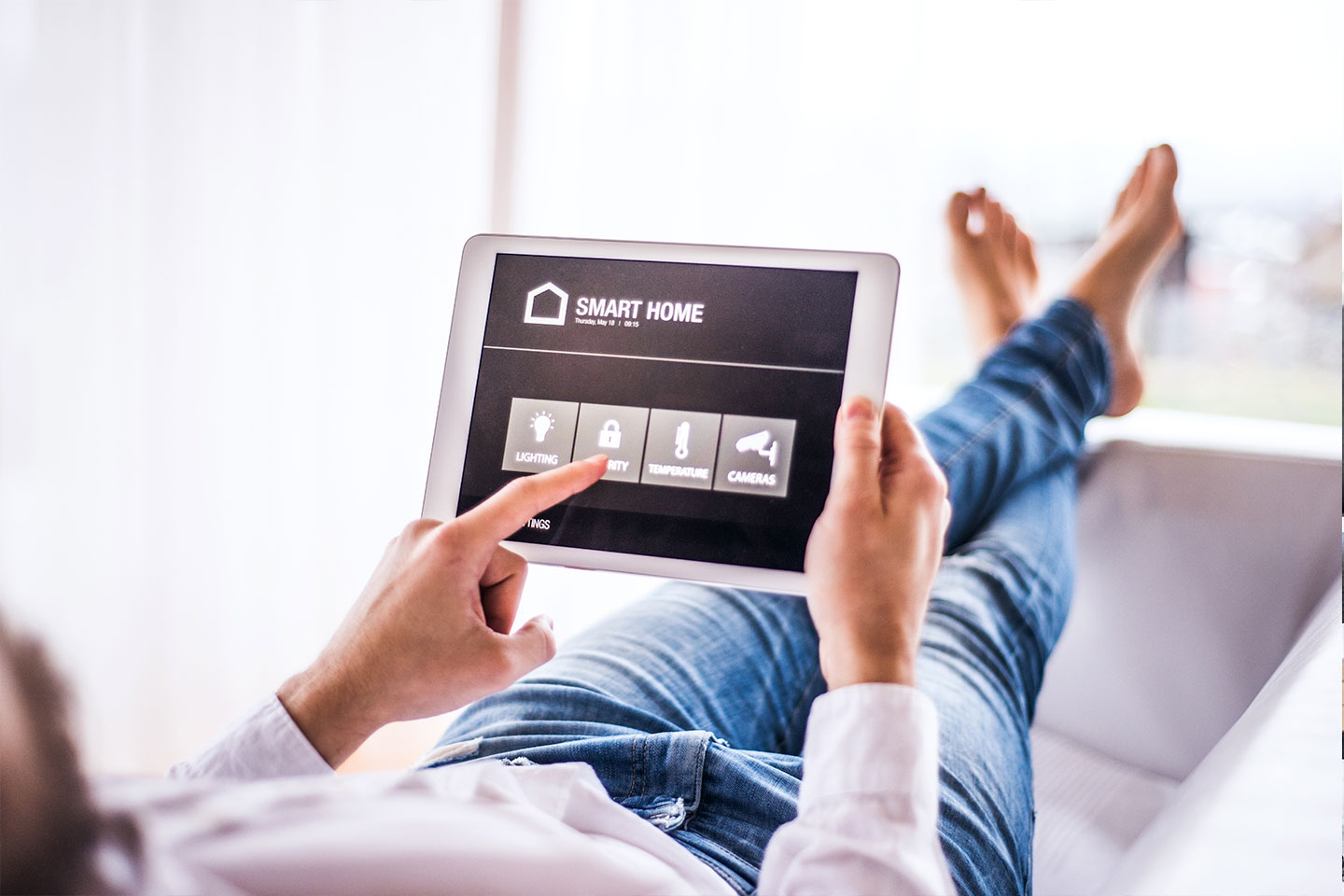 Person using a smart home device